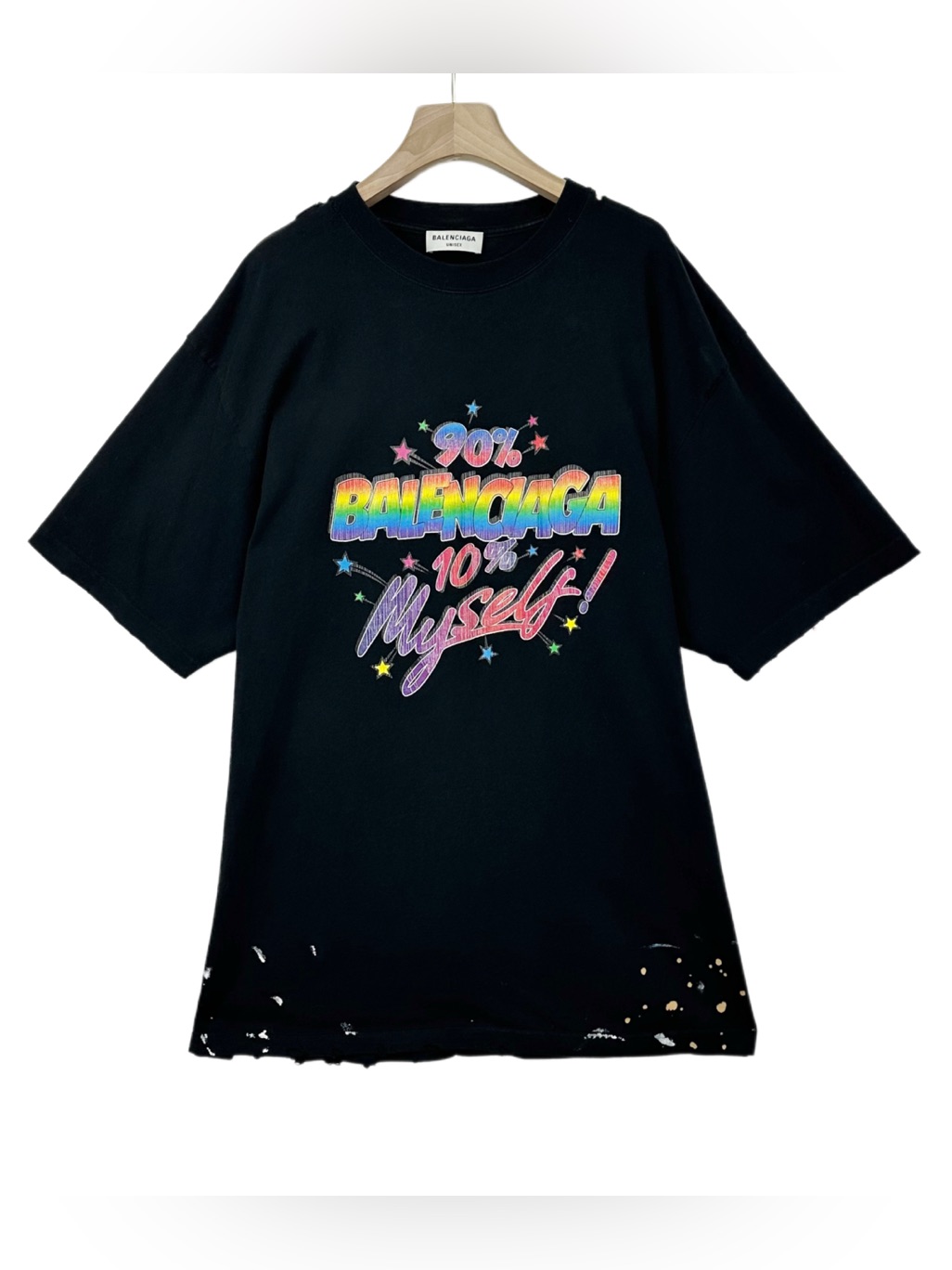 Balenciaga Black Rainbow Logo Graphic Tee